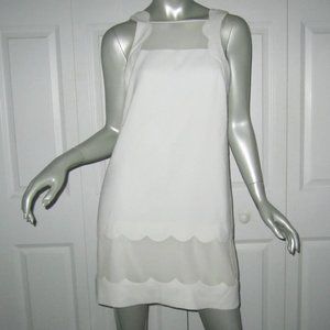 CLUB MONACO White Scalloped Sleeveless Dress
